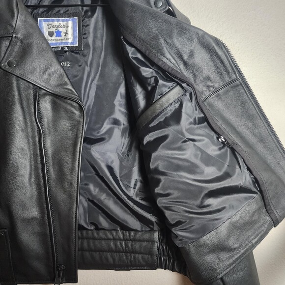 Taylor's Leatherwear Jacket Mens XL Black Leather Motorcycle Type 4473-Z - Picture 4 of 12